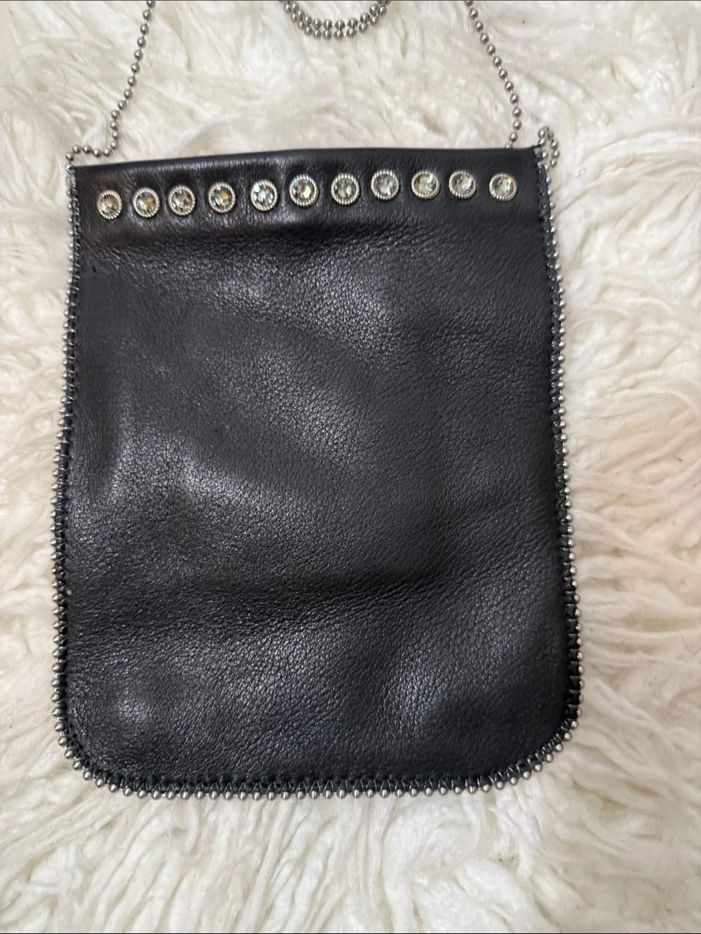 Leatherock Alana Cell Pouch Black Stud-Trim Leather Crossbody Bag